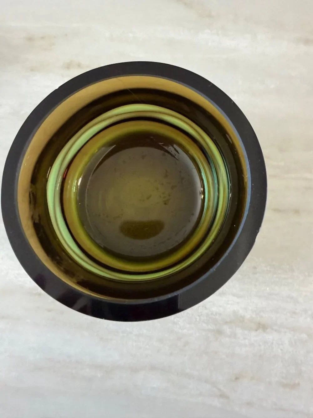 Vintage Villeroy & Boch Jewels Art Glass Bowl With Frosted Band  deep olive gree